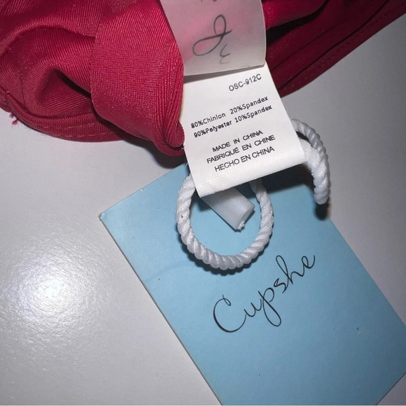 Cupshe, S,NWT, burgundy, string, crisscross yolk wide strap pullover bikini top - Picture 7 of 9